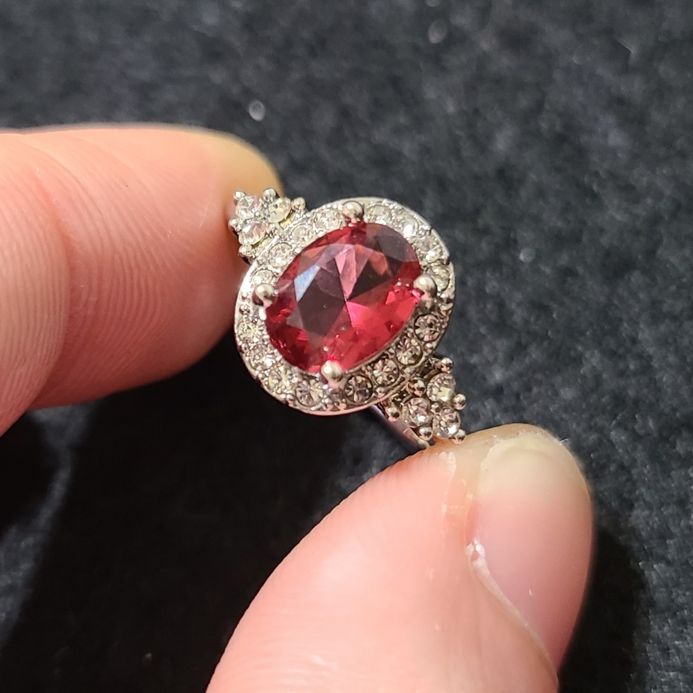Red Gemstone Silver Ring - image 1